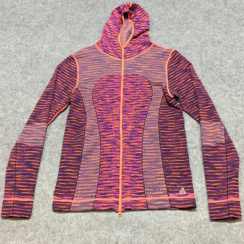 Soho‎ Sport Womens Purple Orange Space Dye Full Zip Athletic Hoodie Size M